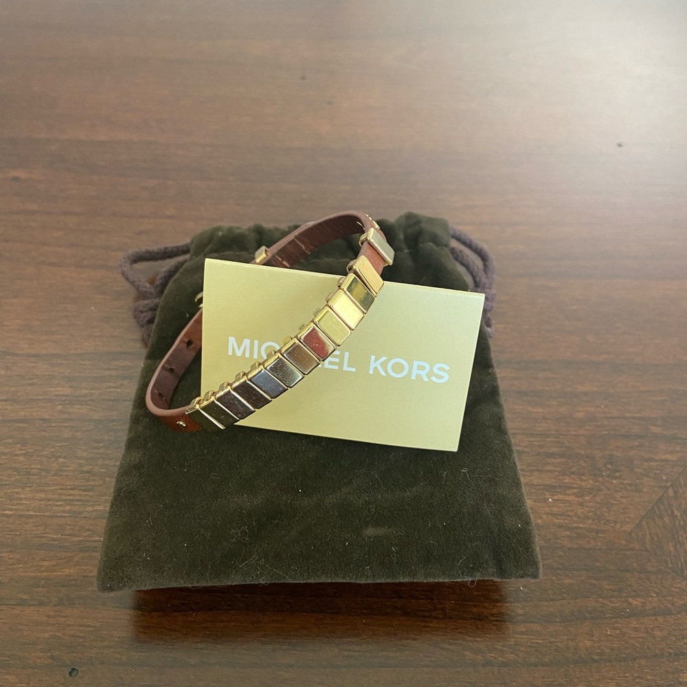 Michael Kors Brown Leather Gold Bracelet